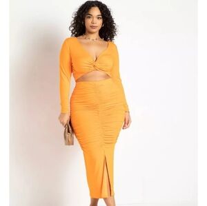 Eloquii Women's Bold Orange Twist Front Crop Top 22/24